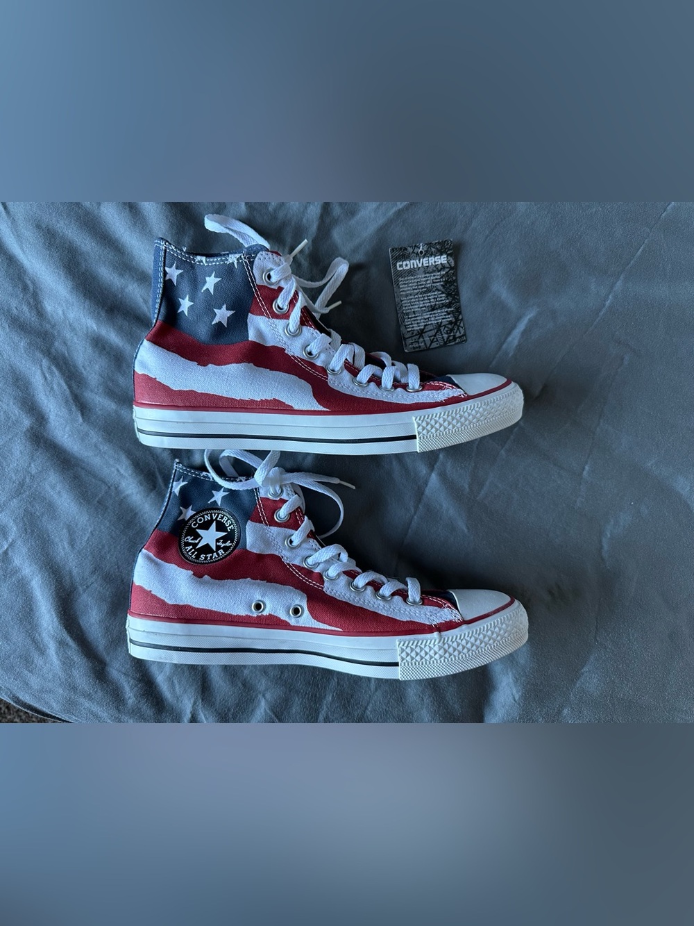 Converse High Top Sneakers in Red White Blue American Flag Print
